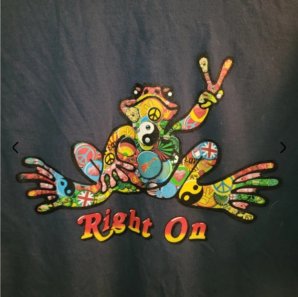 Vintage Peace Frogs Right On Eco-Friendly Tee XXL